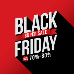 Fototapeta na wymiar Black Friday Sale with discount 70%-80%. Vector illustration