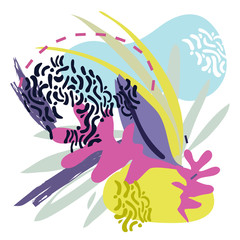 Abstract floral elements paper collage