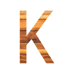 English alphabet with old wood texture.