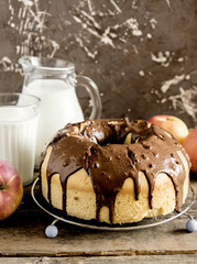 Homemade biscuit with apples and chocolate