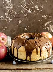 Homemade biscuit with apples and chocolate
