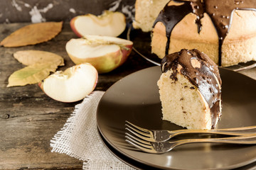 Close up Slice of homemade cake