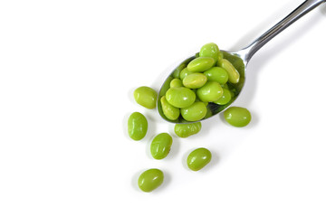 Edamame or soybeans on white background - isolated