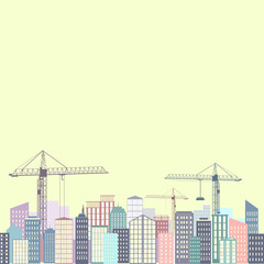Obraz premium Vector abstract illustration of big city with skyscrapers