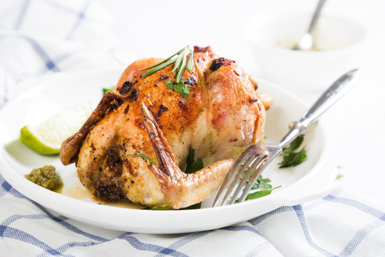 Roast chicken with herbs and spices