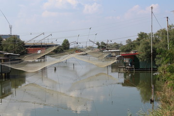 capanni da pesca, porto garibaldi,italia,fishing huts, harbor garibaldi, Italy