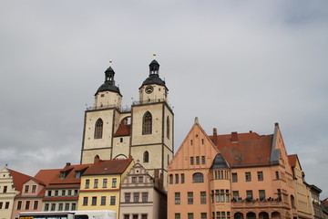 Fototapeta na wymiar Der Rathausplatz in Wittenberg