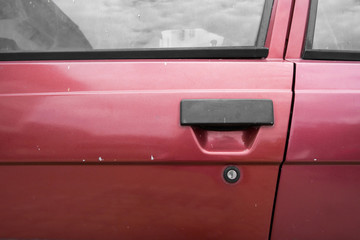 Close up Door handle of old car