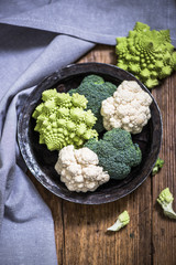 fresh autumn cauliflower and broccoli