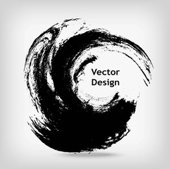 Hand drawn circle shape. Label, logo design element. Brush abstract wave. Black enso zen symbol. Vector illustration.