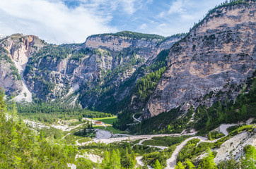Beautiful mountain landscape in the dolomites, Fanes-Sennes-Prags, Italy