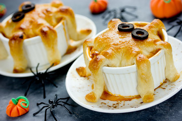 Halloween octopus pot pie. Tentacle pot pies