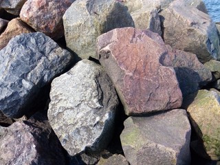 Mound large sea stones