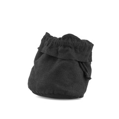 Black velvet pouch on white background