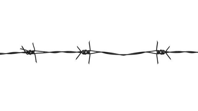Barb wire fence on white background