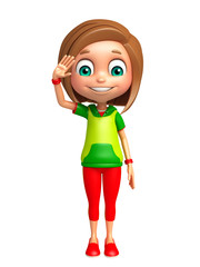 kid girl with Salute pose
