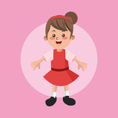 Cartoon and happy girl kid. Childhood student and happyness theme. Colorful and circle design. Vector illustration