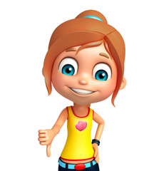 kid girl with Thumbs down pose
