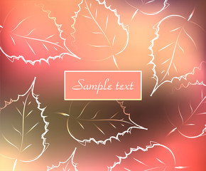 Background with colorful outline fallen leaves, beautiful bright autumn, vector illustration. Can be used as greeting or invitation card 