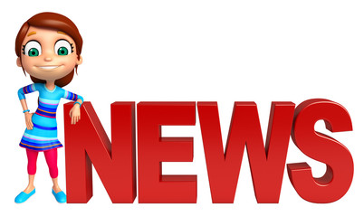 kid girl with News sign