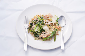 Sea bass with mixed seasonal vegetables from above