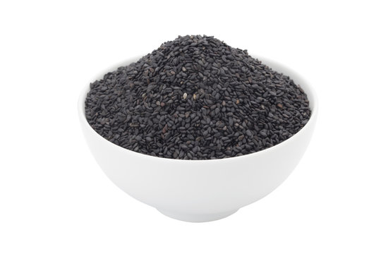 black sesame in white ceramic bowl
