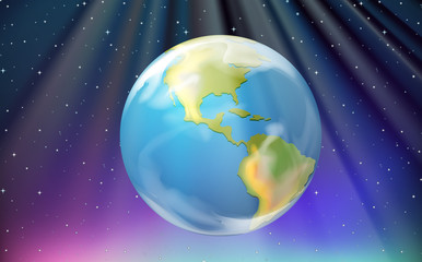 Scene with earth and outer space
