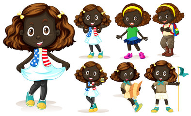 African American girl doing different activities