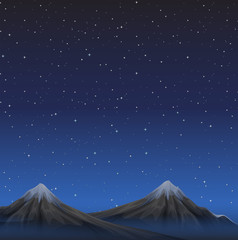 Scene with mountains at night