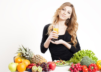 Young woman with glass of orange juice