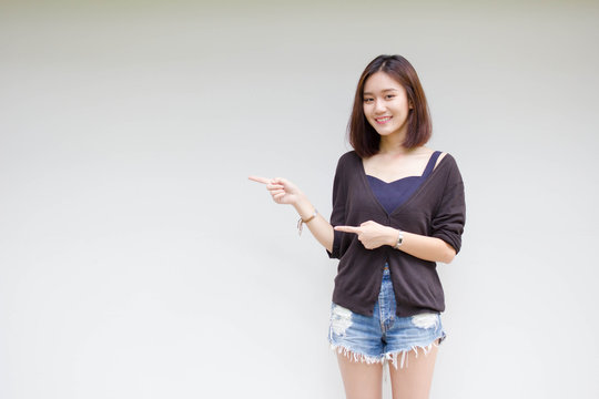 thai adult student university beautiful girl relax and smile