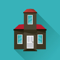 Home building with door and windows icon. House architecture family and real estate theme. Colorful design. Vector illustration