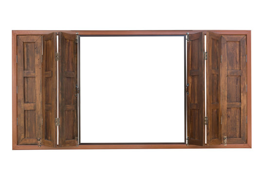 Fototapeta wooden window isolated on white