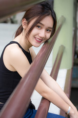 thai adult student university beautiful girl relax and smile