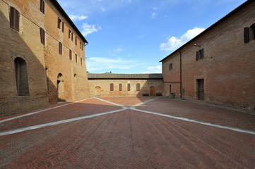 Fototapeta na wymiar Abbazia di Monte Oliveto, Asciano, Siena, Toscana