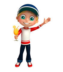 kid boy with Juice glass
