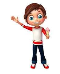 kid boy with ice cream