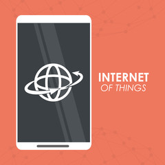 Smartphone and global icon. Internet of Things and media theme. Vector illustration
