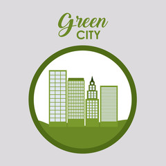 Buildings icon. Green city and ecology theme. Isolated and button design. Vector illustration