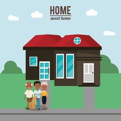 Obraz na płótnie Canvas House father man dog and grandparents icon. Home family and real estate theme. Colorful design. Vector illustration