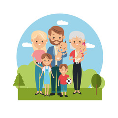 Obraz na płótnie Canvas Mother father woman man kids and grandmother icon. Family relationship avatar and generation theme. Colorful design. Vector illustration