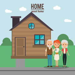 Obraz na płótnie Canvas House mother woman and grandparents icon. Home family and real estate theme. Colorful design. Vector illustration