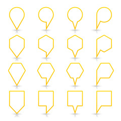 Yellow map pin sign flat location icon web button