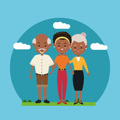 Grandparents and girl icon. Family relationship avatar and generation theme. Colorful design. Vector illustration