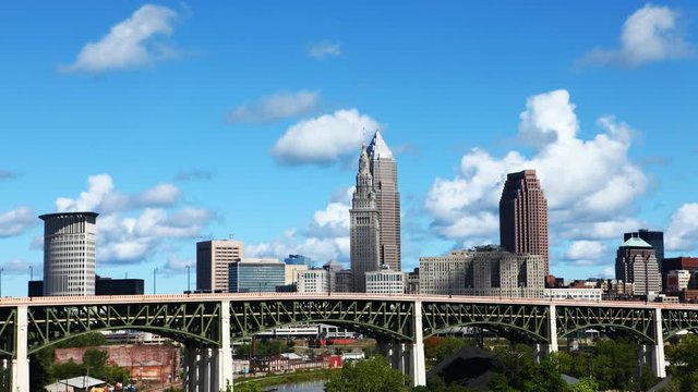 4K UltraHD Timelapse of the city center of Cleveland, Ohio on a summer day