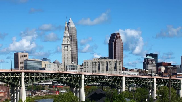 4K UltraHD Timelapse view of the skyline of Cleveland
