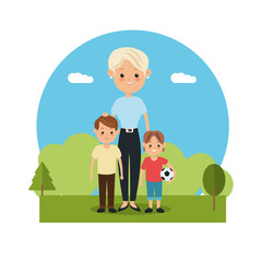 Obraz na płótnie Canvas Mother woman and kids icon. Family relationship avatar and generation theme. Colorful design. Vector illustration