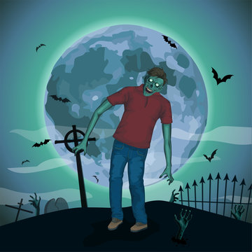 Halloween night moon zombi, zombie evil spirits monster beast sk