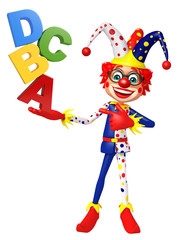 Clown with ABCD sign