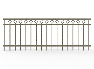 3d illustration of metal fence. white background isolated. icon for game web. 